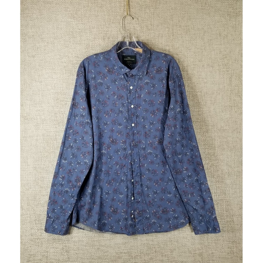 RODD & GUNN Sports Fit Button Up‎ Shirt Long Sleeve Speckled Blue Mens L-XL